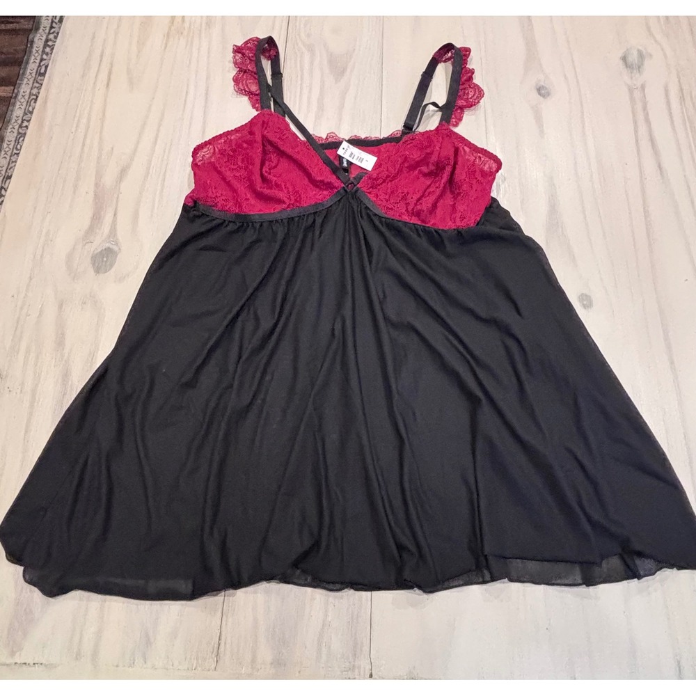 Torrid Curve Black Burgundy Red Lace Strappy Babydoll Lingerie Size 2 NWT - Picture 11 of 11